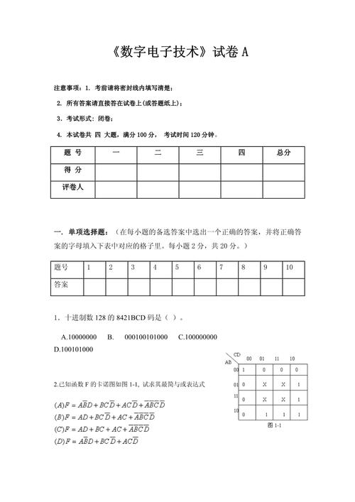 数字电子技术基础考试题考点有哪些？-图2